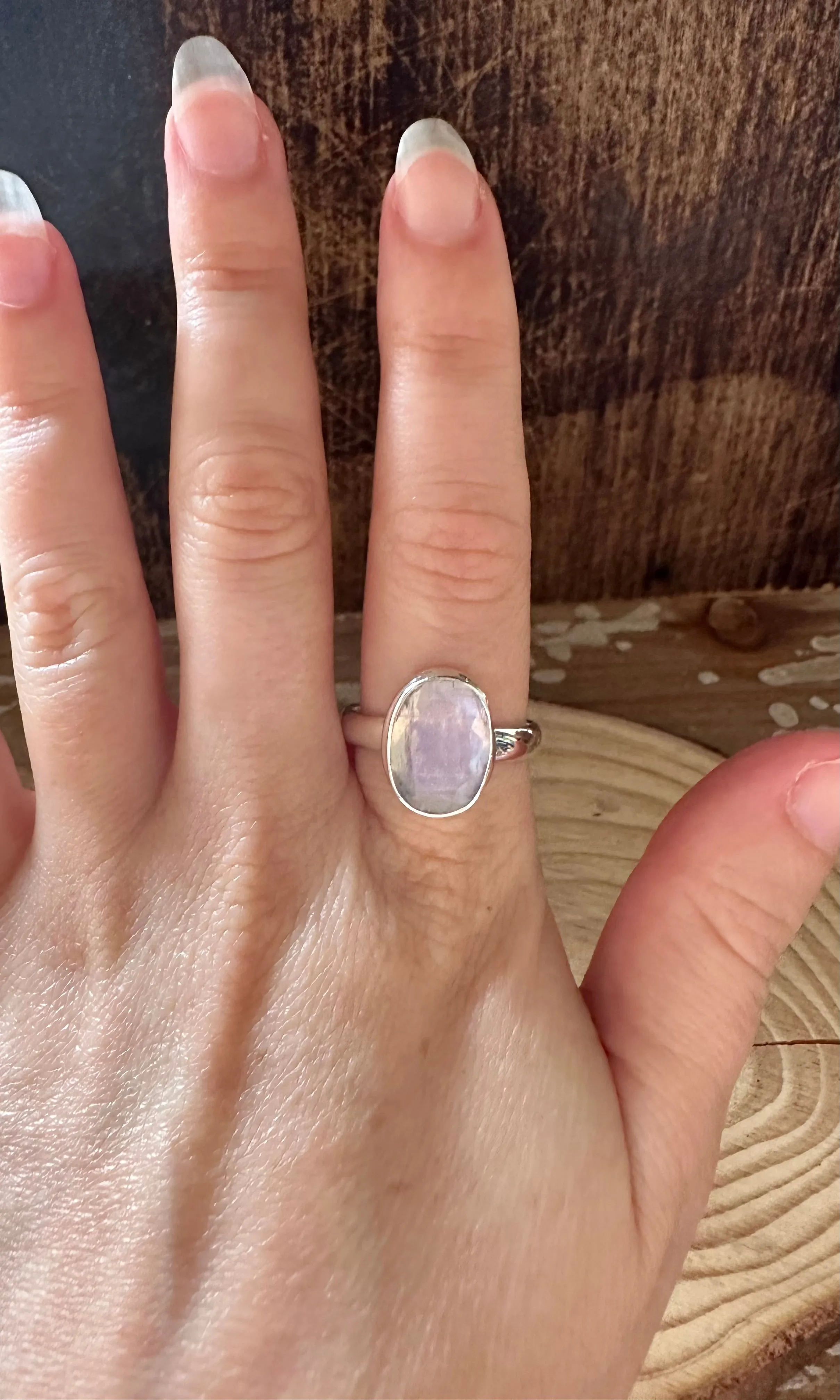 DAZZLING MOONSTONE Sterling Silver Ring • Size 10