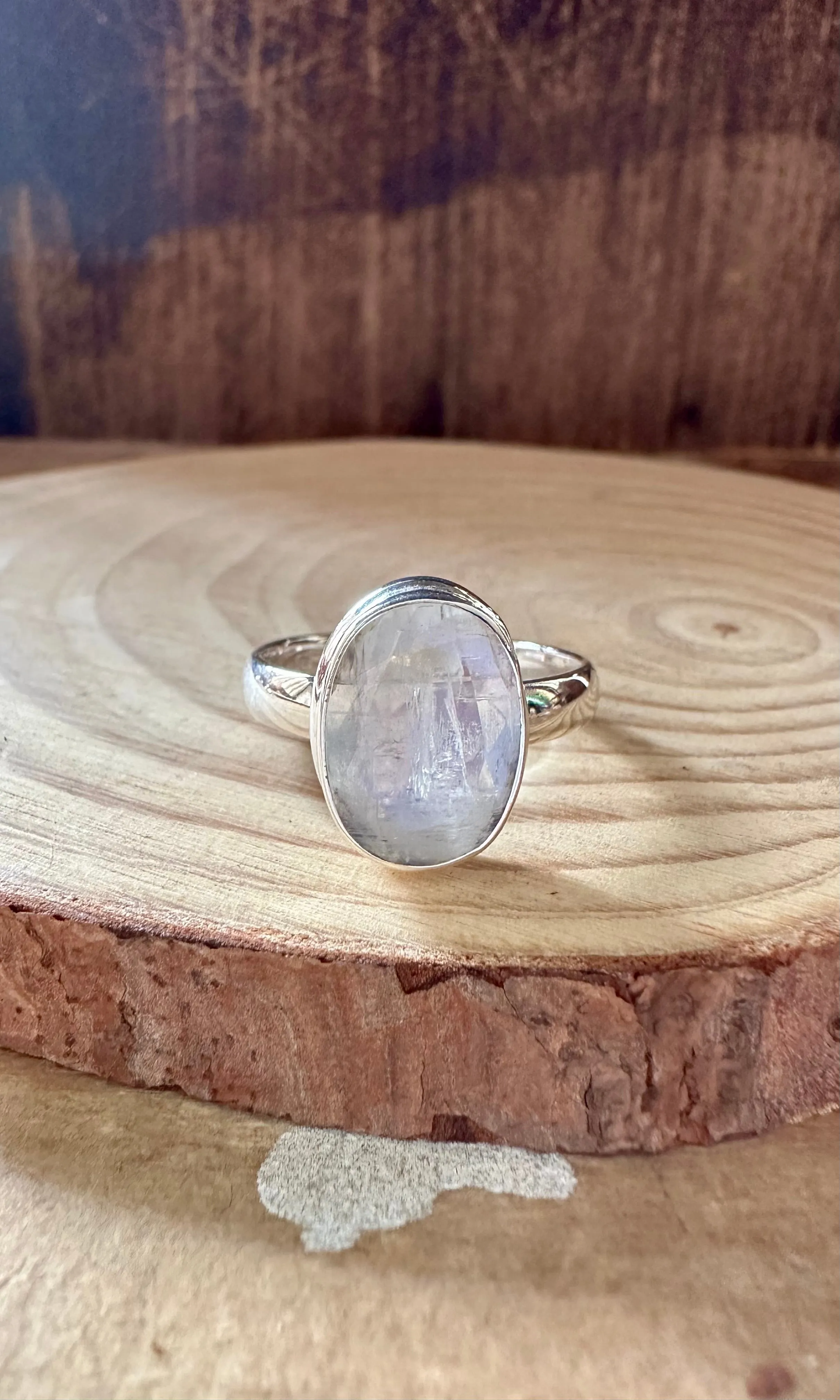 DAZZLING MOONSTONE Sterling Silver Ring • Size 10