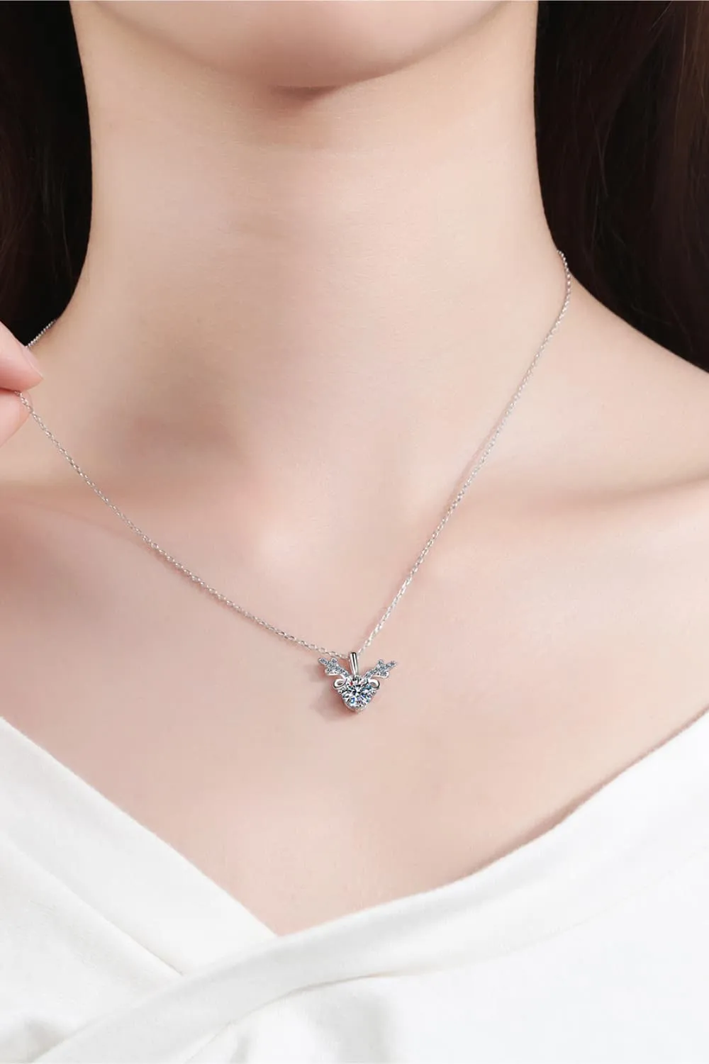 Deer 1 Carat Moissanite 925 Sterling Silver Necklace