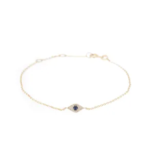 Diamond and Sapphire Evil Eye Bracelet, 14k