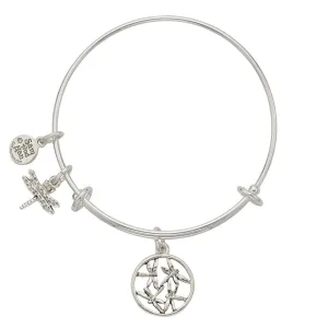 Dragonfly Disk Charm Bangle Bracelet