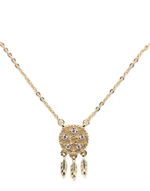 Dream Catcher with Zircon Pendant Silver Necklace for Women