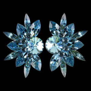 Earrings, Aquamarine Rhinestones