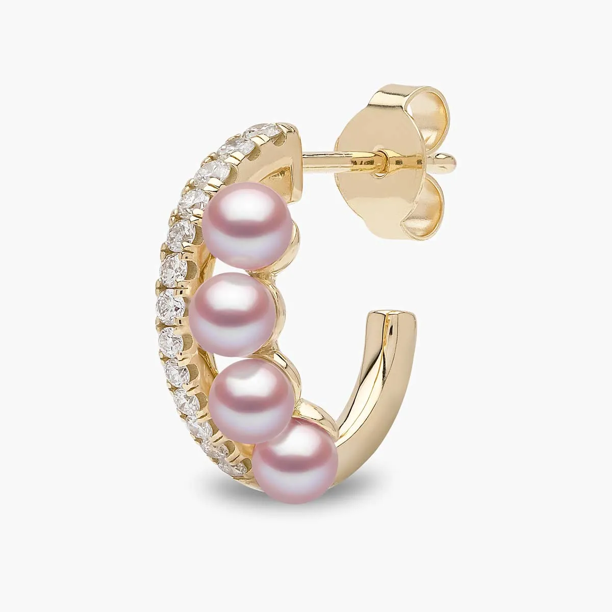 Eclipse 18K Gold Pearl and Diamond Hoop Lunar Earrings