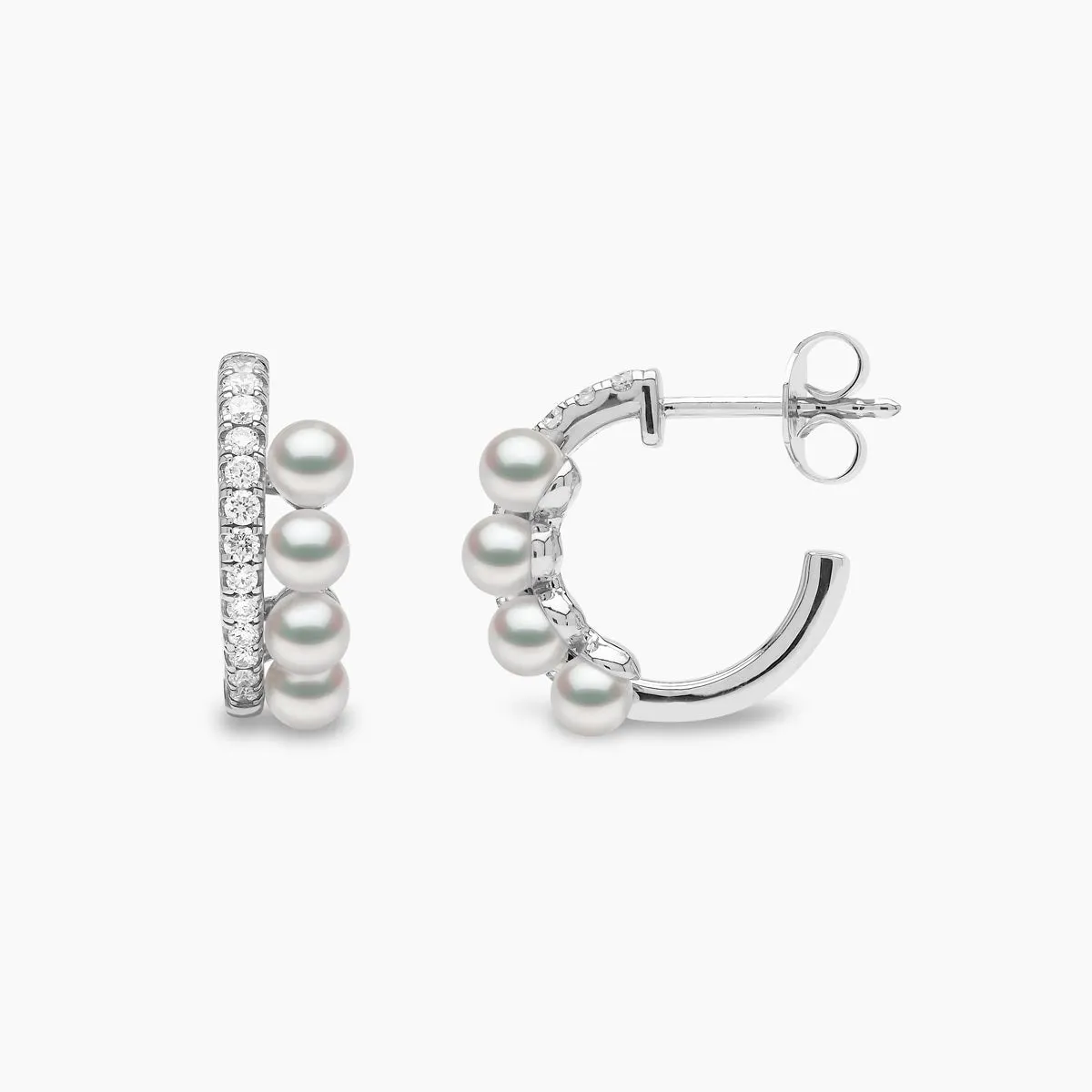 Eclipse 18K Gold Pearl and Diamond Hoop Lunar Earrings