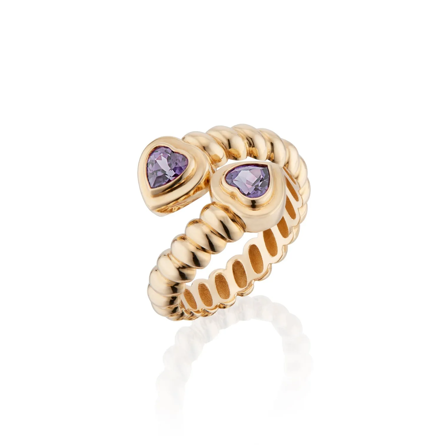 Eden Moi & Toi Love Hearts Ring with Amethyst Gemstones