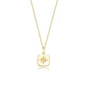 Eight-pointed Star Zircon Square Pendant Sterling Silver Necklace for Women