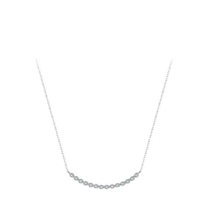 Elegant Sterling Silver Necklace with Zircon Inlay and Cross Chain