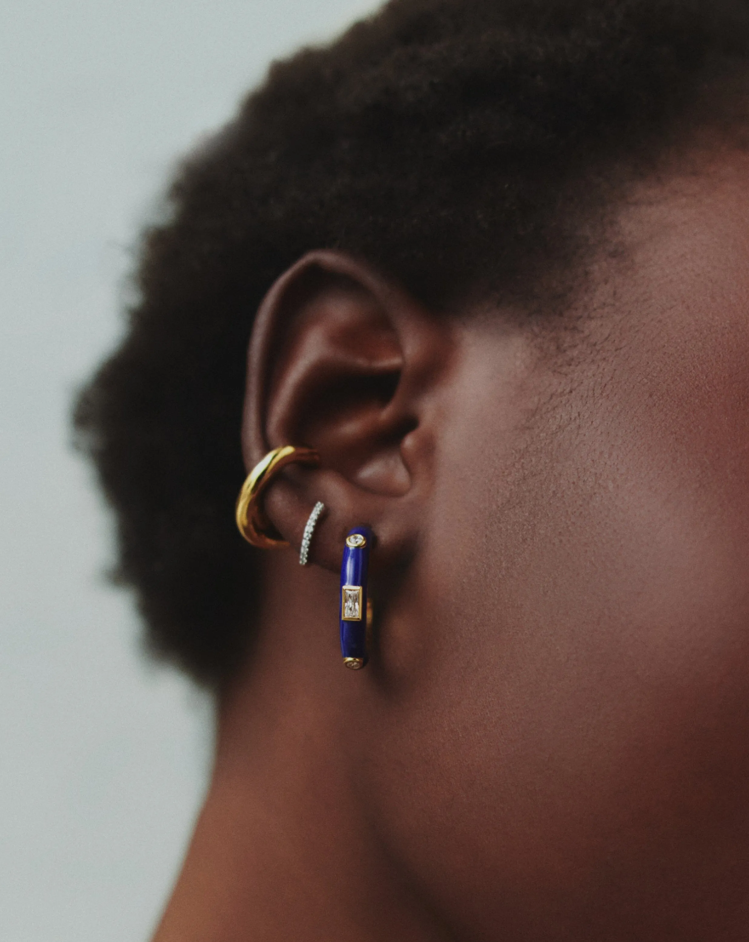 Enamel & Stone Small Hoop Earrings