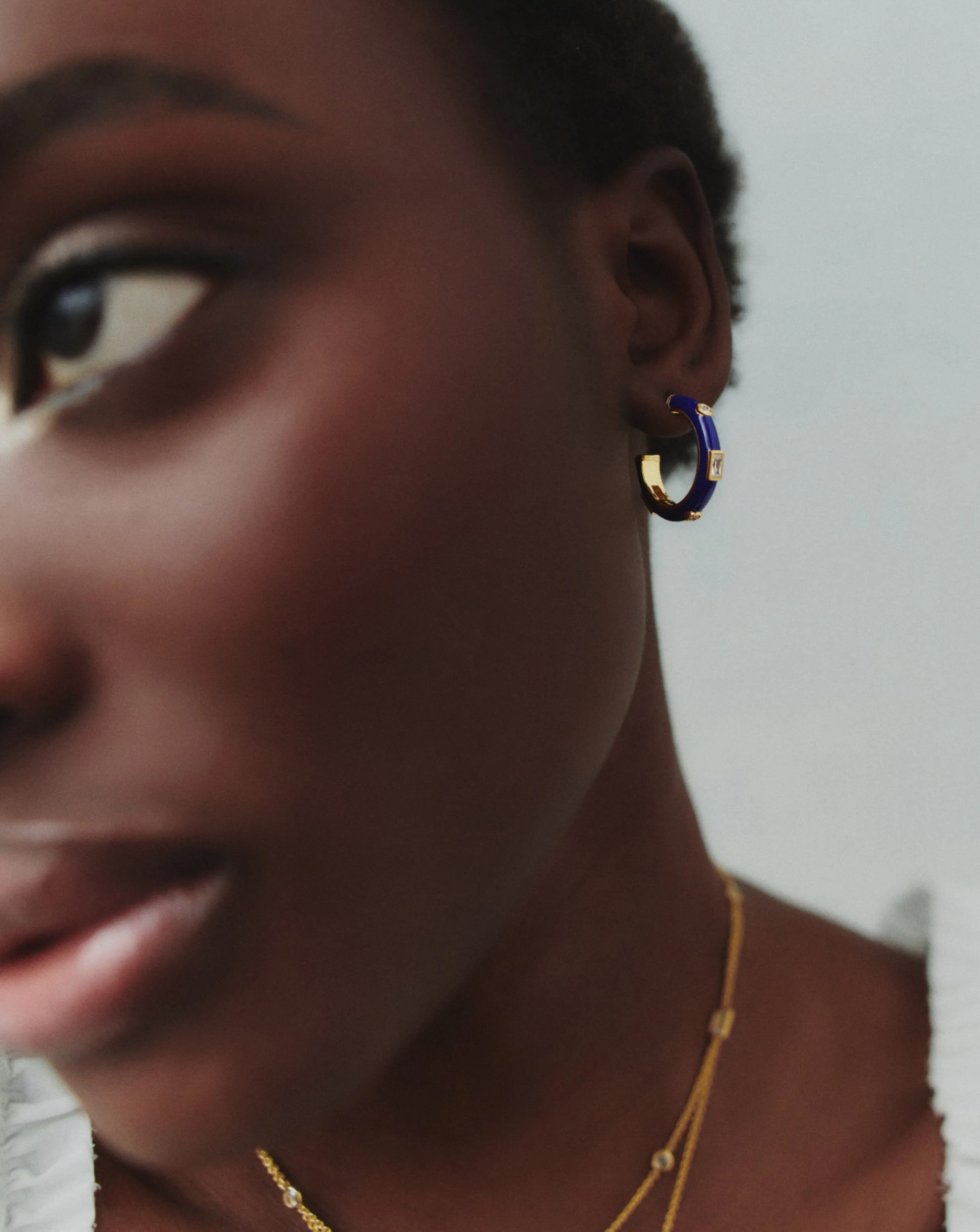 Enamel & Stone Small Hoop Earrings