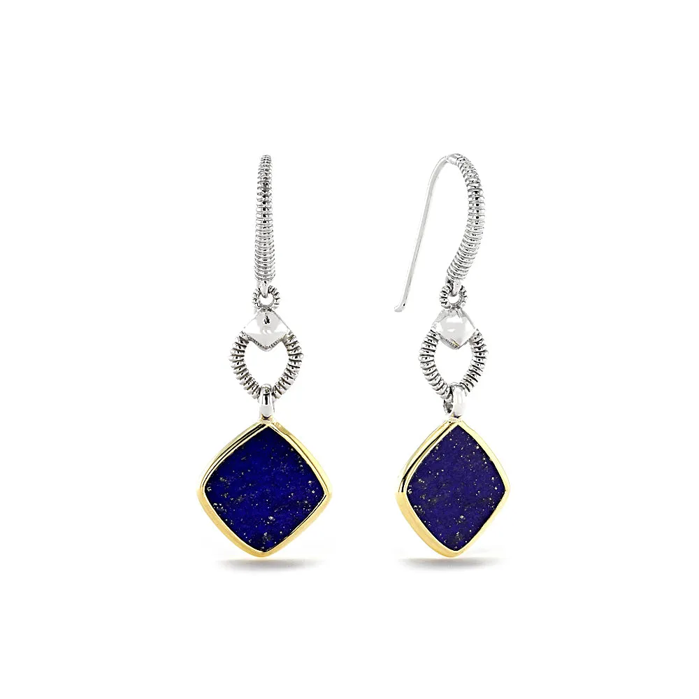 Eternity Drop Earrings with Lapis and 18K Gold