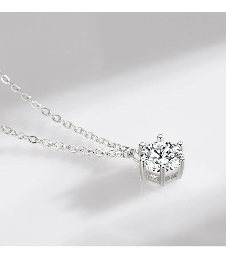 Everyday Genie Sterling Silver Necklace with Sparkling Zircon - Fashionable and Elegant