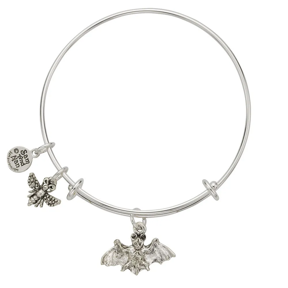 Flying Bat Charm Bangle Bracelet