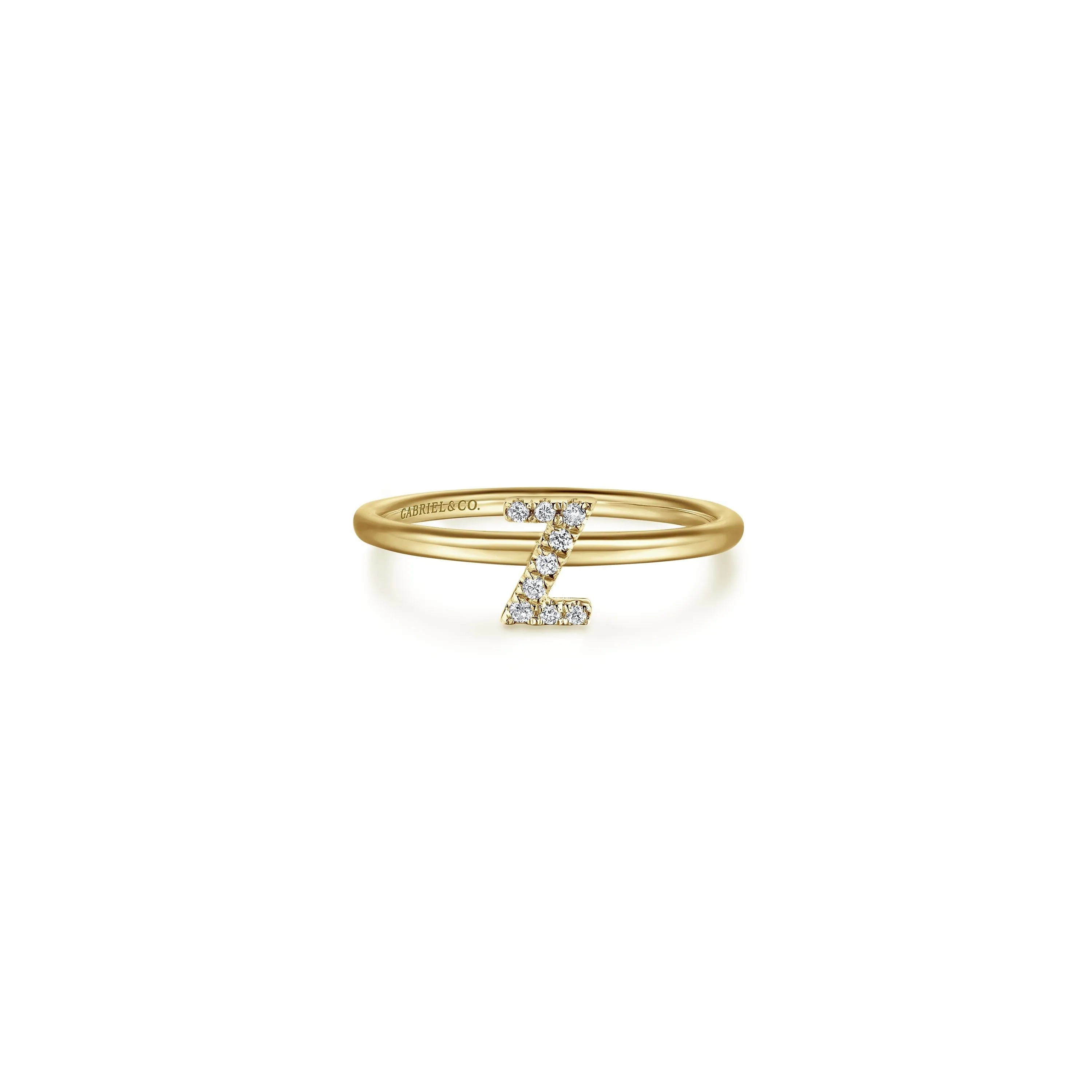 Gabriel 14K Gold Pavé Diamond Initial Ring