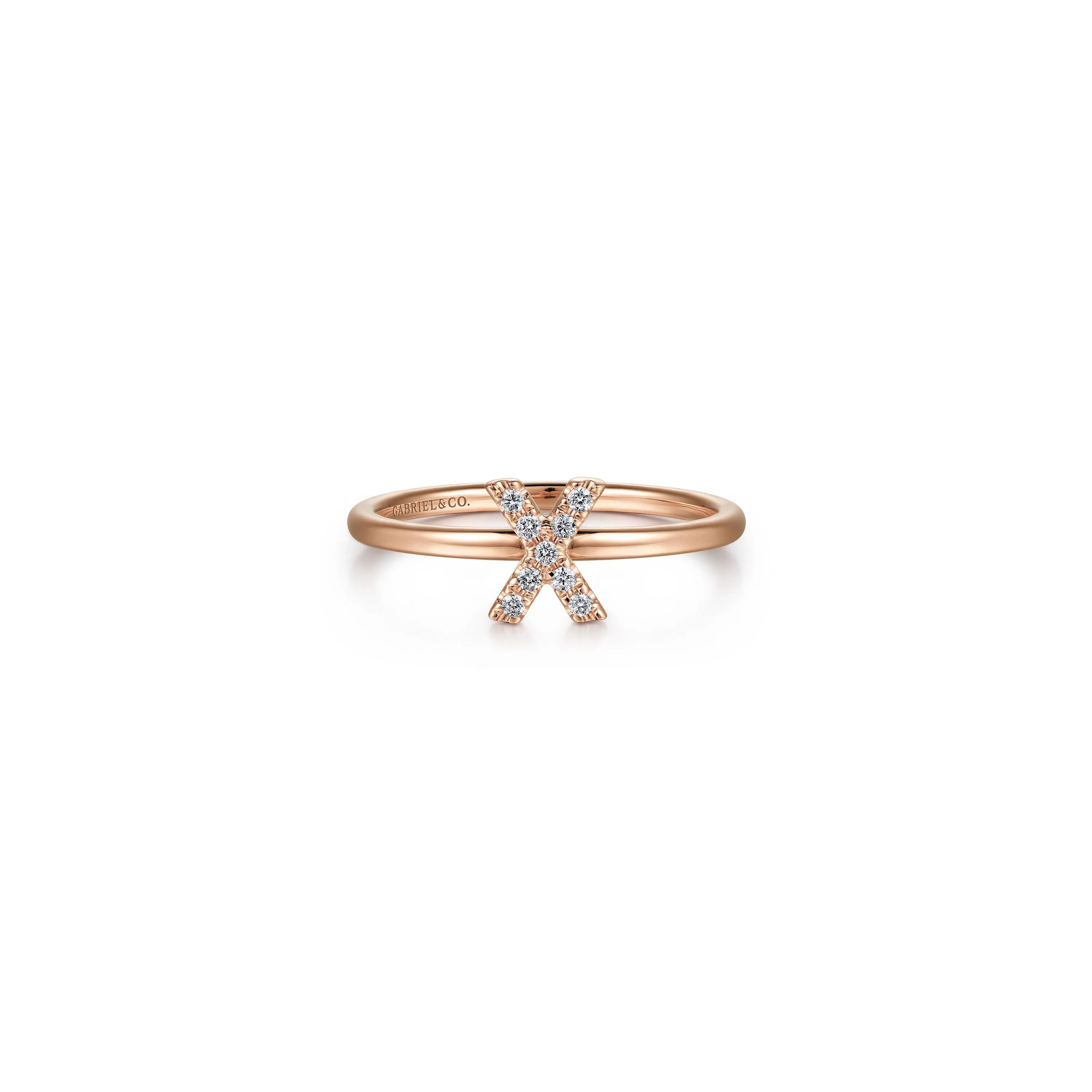 Gabriel 14K Gold Pavé Diamond Initial Ring