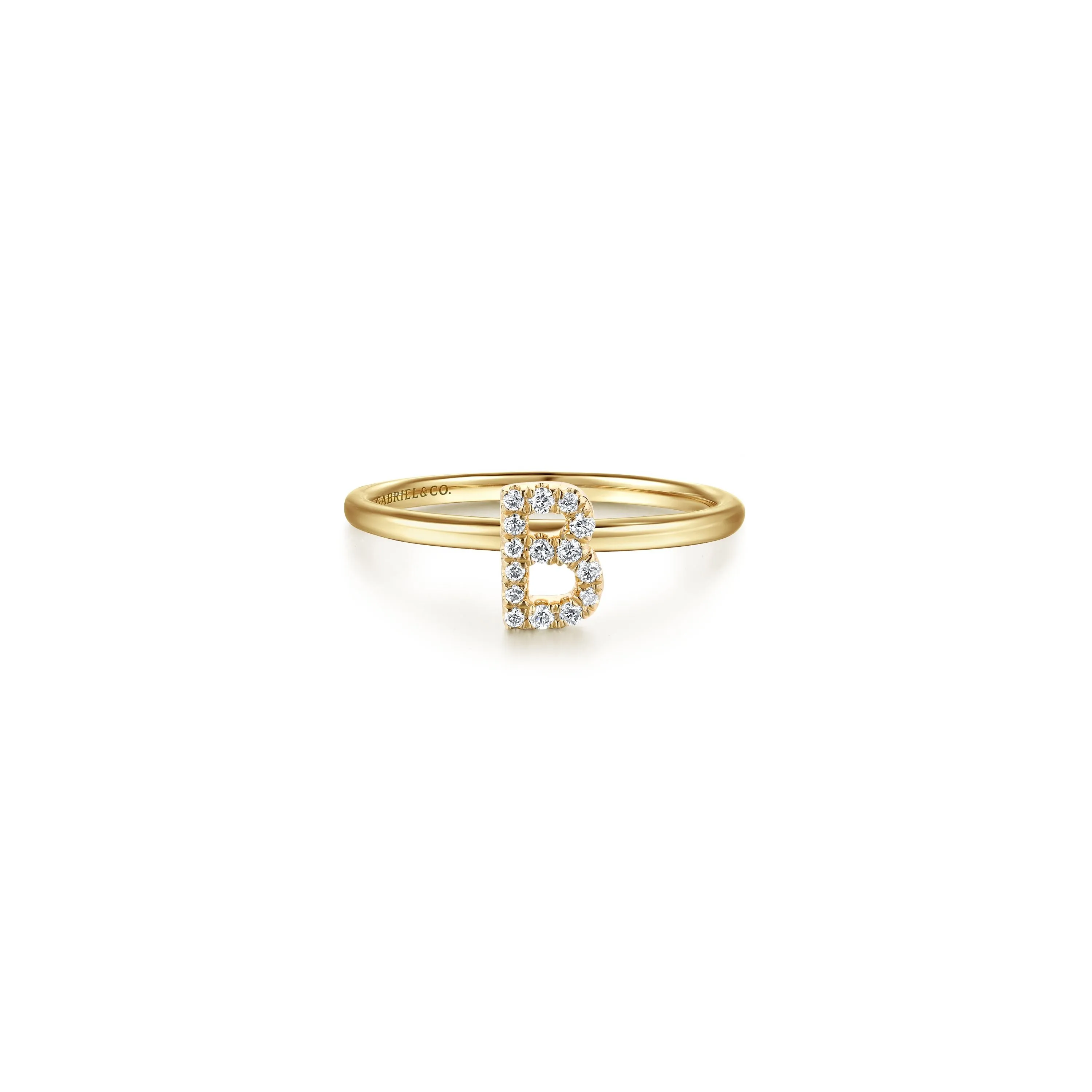 Gabriel 14K Gold Pavé Diamond Initial Ring