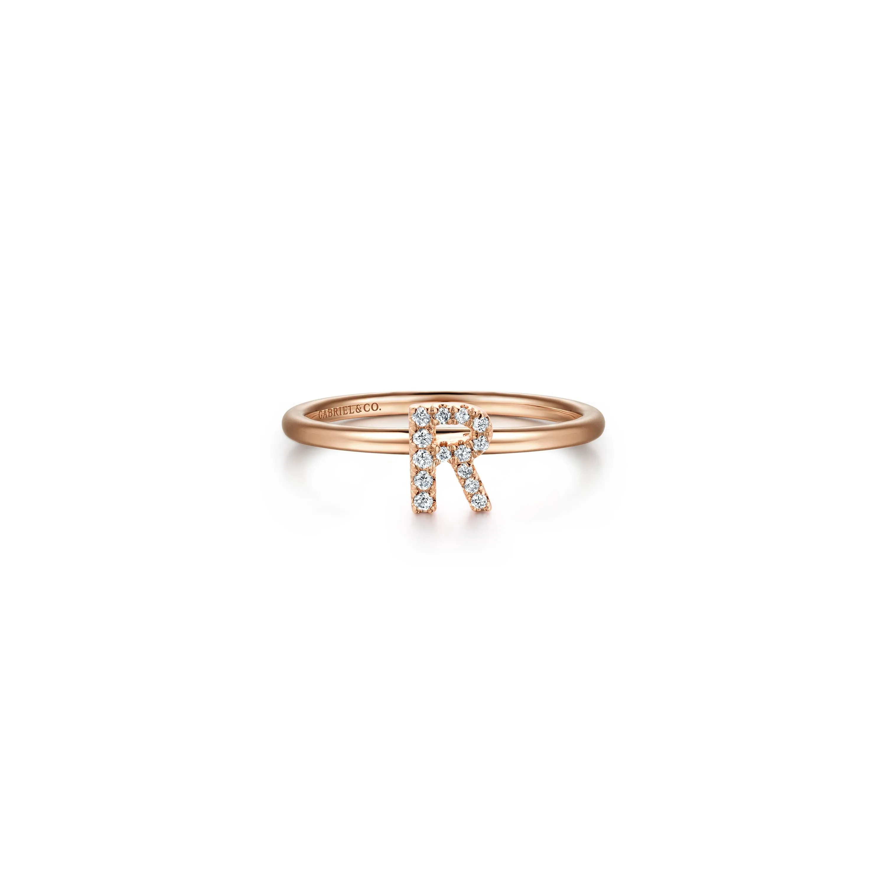 Gabriel 14K Gold Pavé Diamond Initial Ring