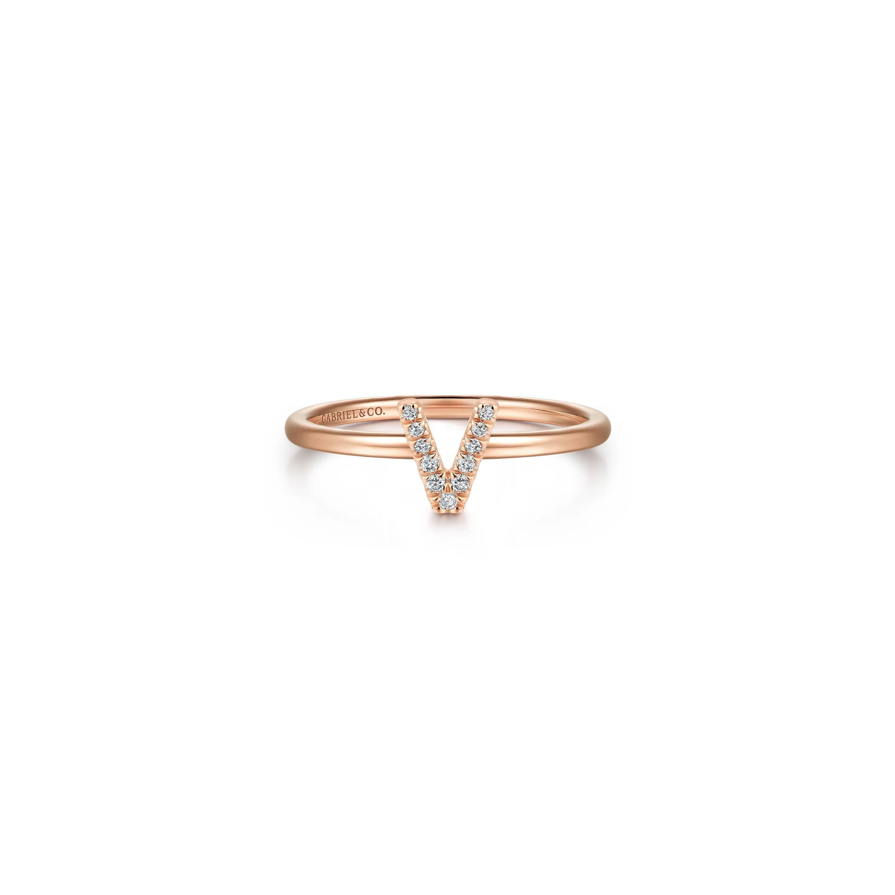 Gabriel 14K Gold Pavé Diamond Initial Ring