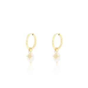 Gold coloured earrings with star & pearl charms