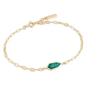 Gold Malachite Emblem Chain Bracelet