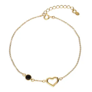 Gold Vermeil Whitby Jet Round Heart Bracelet