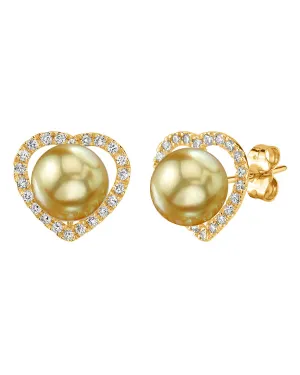 Golden South Sea Pearl & Diamond Cherish Earrings