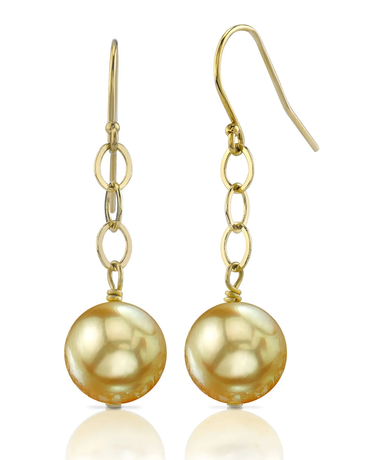 Golden South Sea Pearl Tin Cup Dangle Earrings