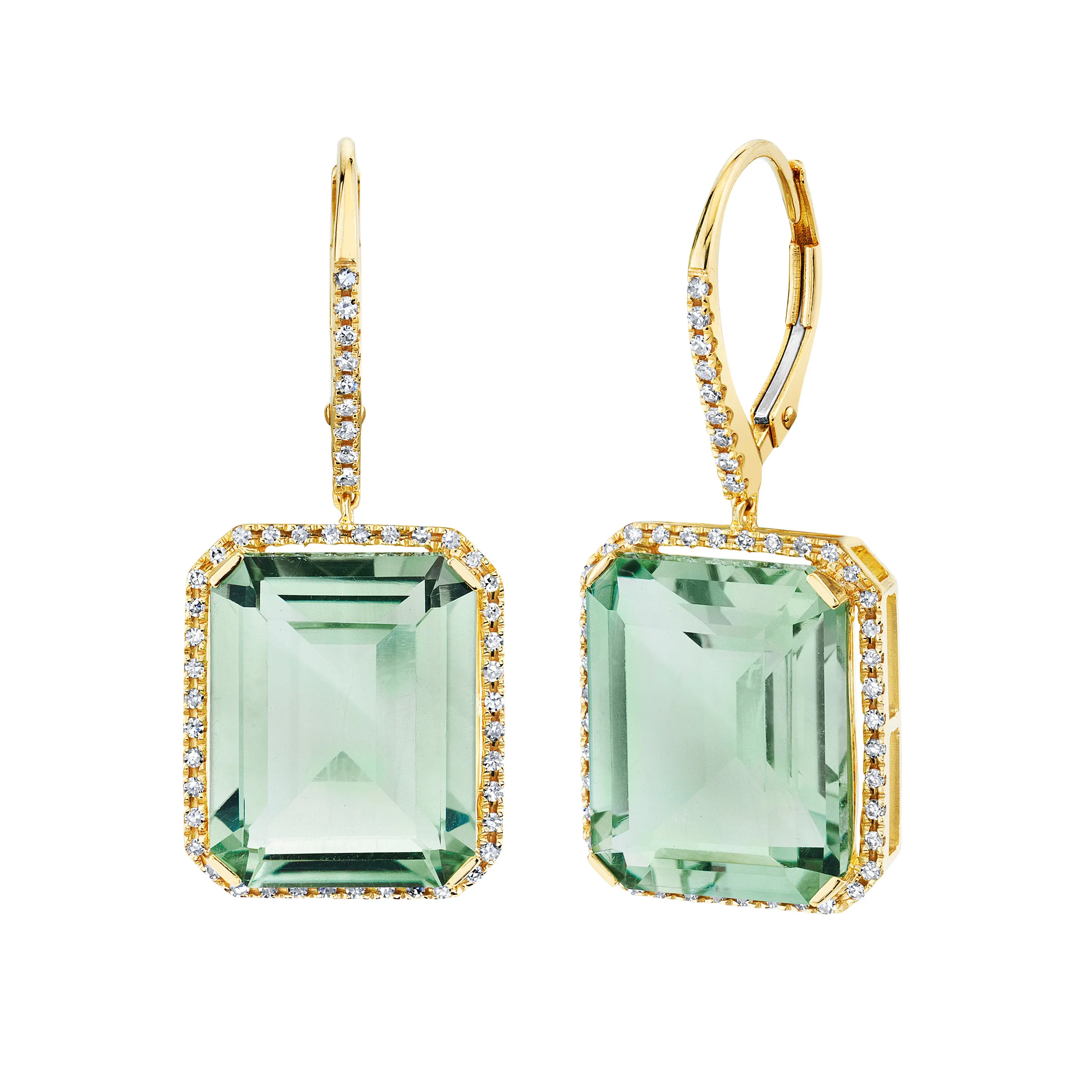 GREEN AMETHYST & DIAMOND PORTRAIT EARRINGS