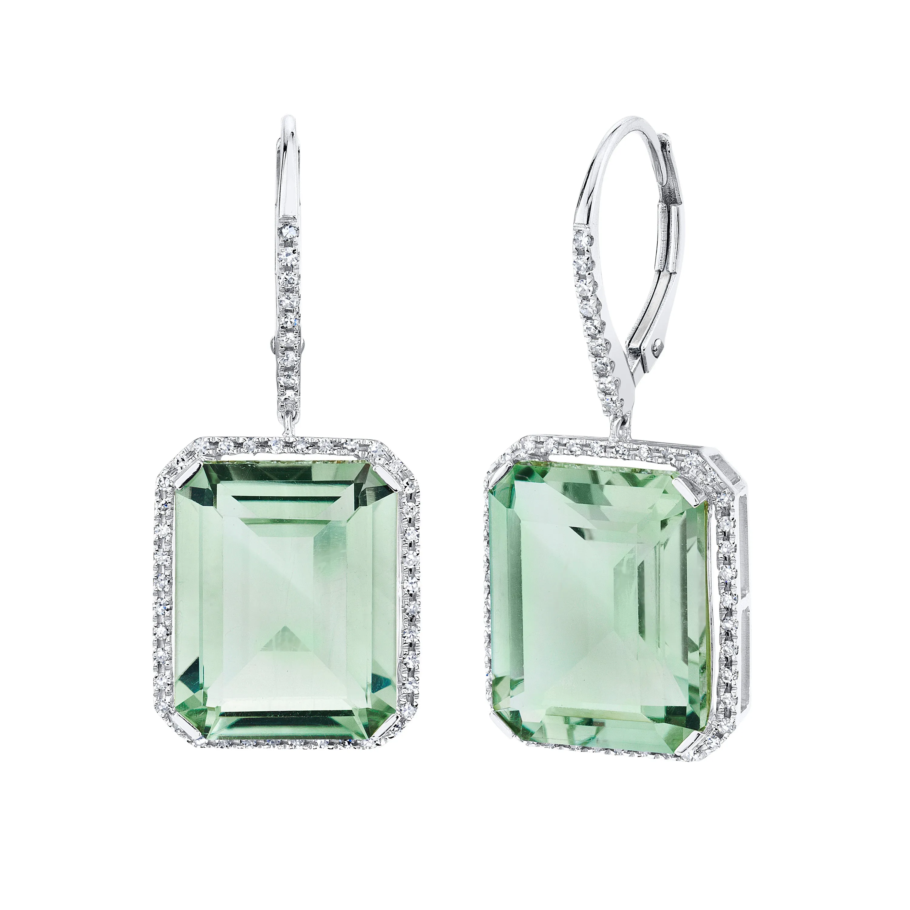 GREEN AMETHYST & DIAMOND PORTRAIT EARRINGS