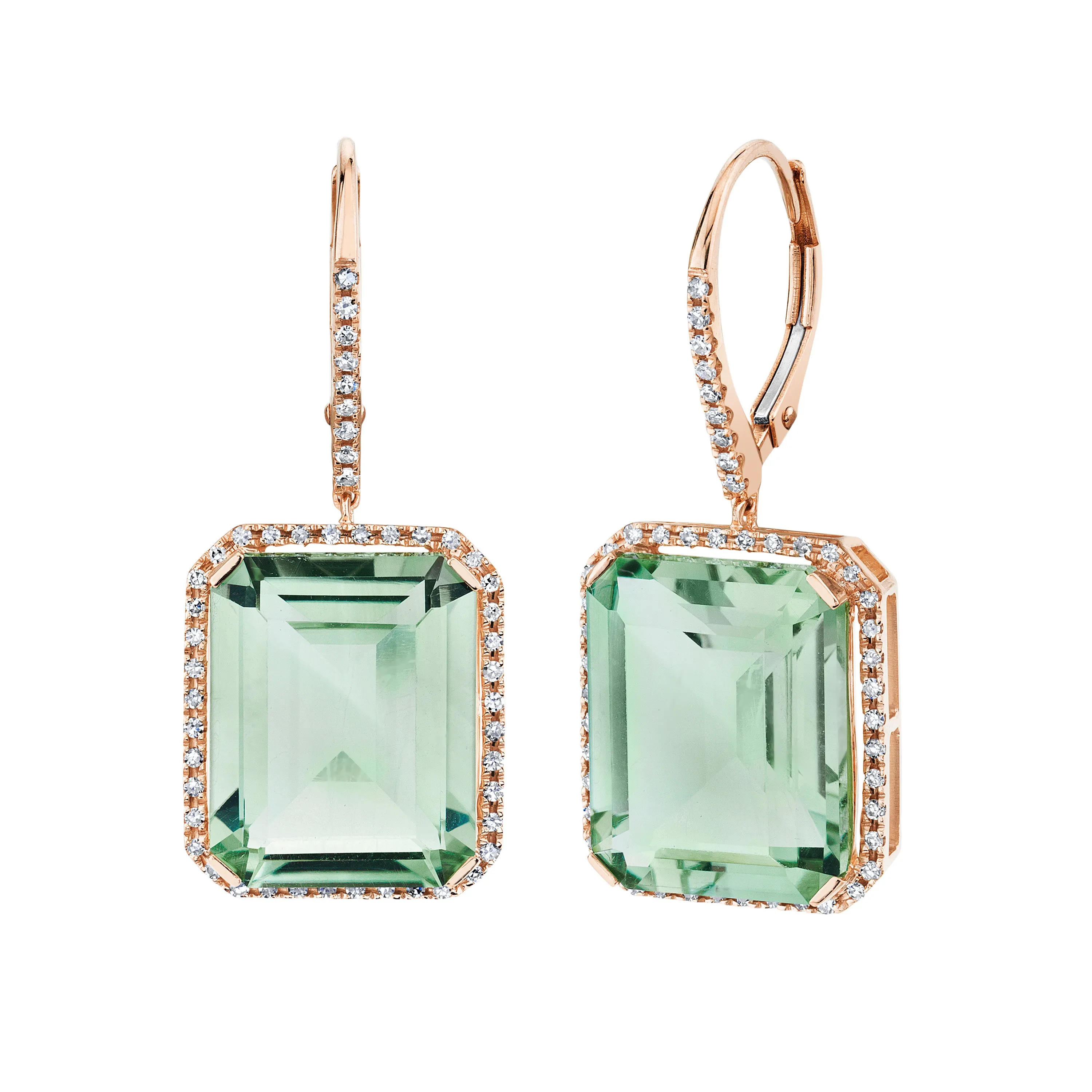 GREEN AMETHYST & DIAMOND PORTRAIT EARRINGS