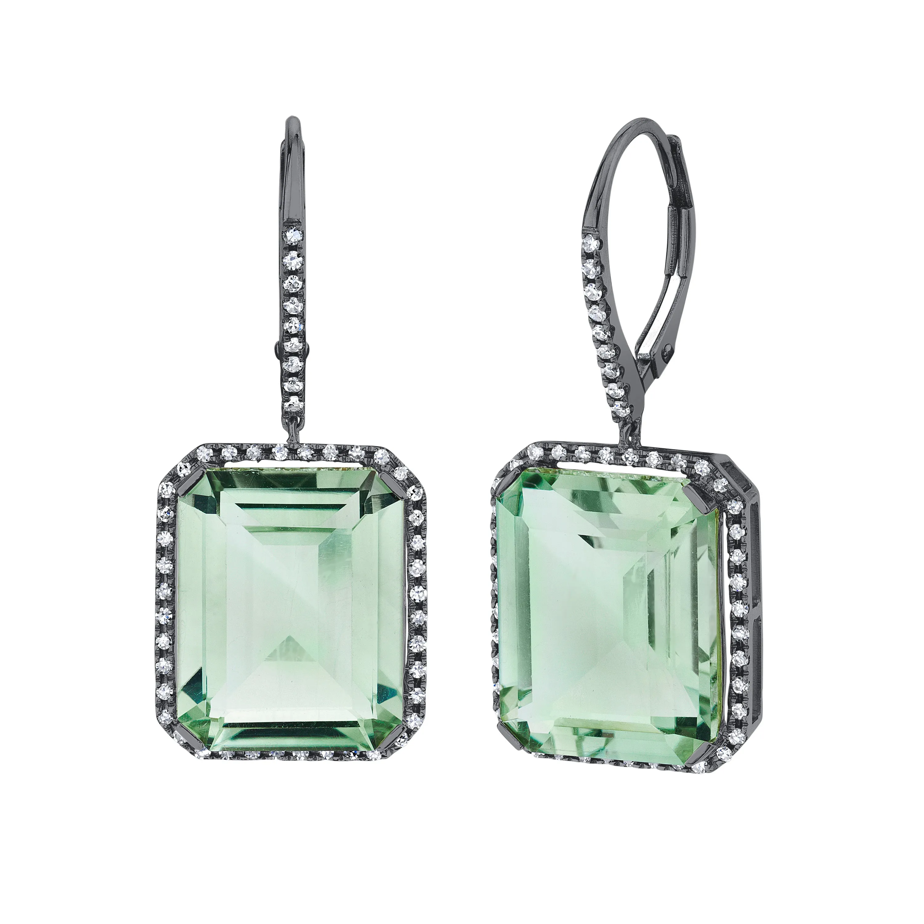 GREEN AMETHYST & DIAMOND PORTRAIT EARRINGS