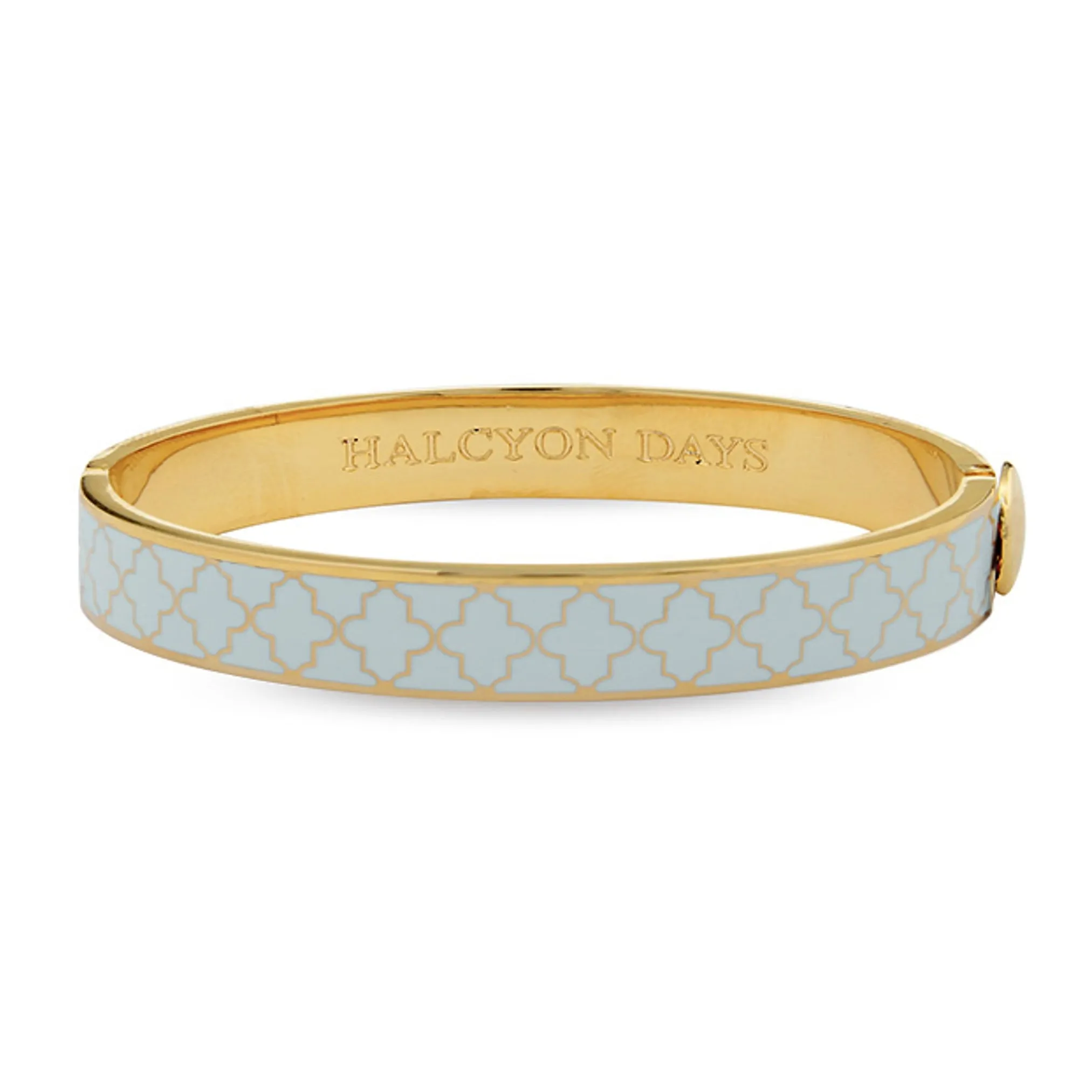 HALCYON DAYS 18K YELLOW GOLD PLATED 10MM AGAMA FORGET-ME-NOT ENAMELED BANGLE BRACELET