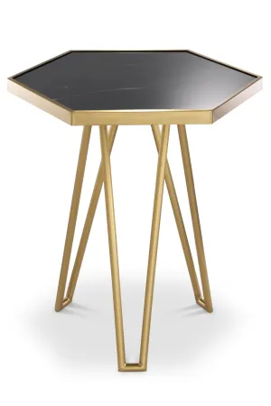 Hexagonal Brass Leg Side Table | Eichholtz Samson