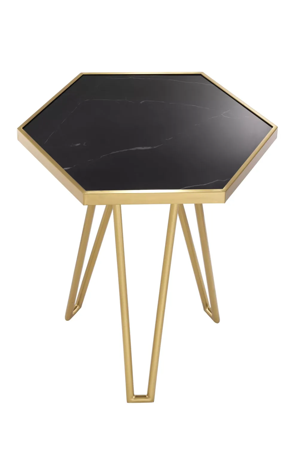 Hexagonal Brass Leg Side Table | Eichholtz Samson