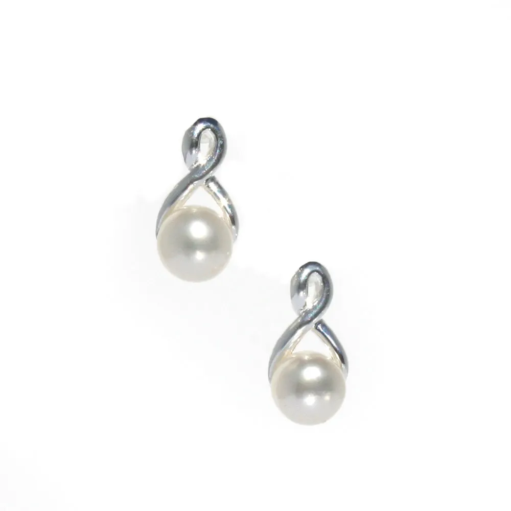 Infinity Pearl Stud Earrings