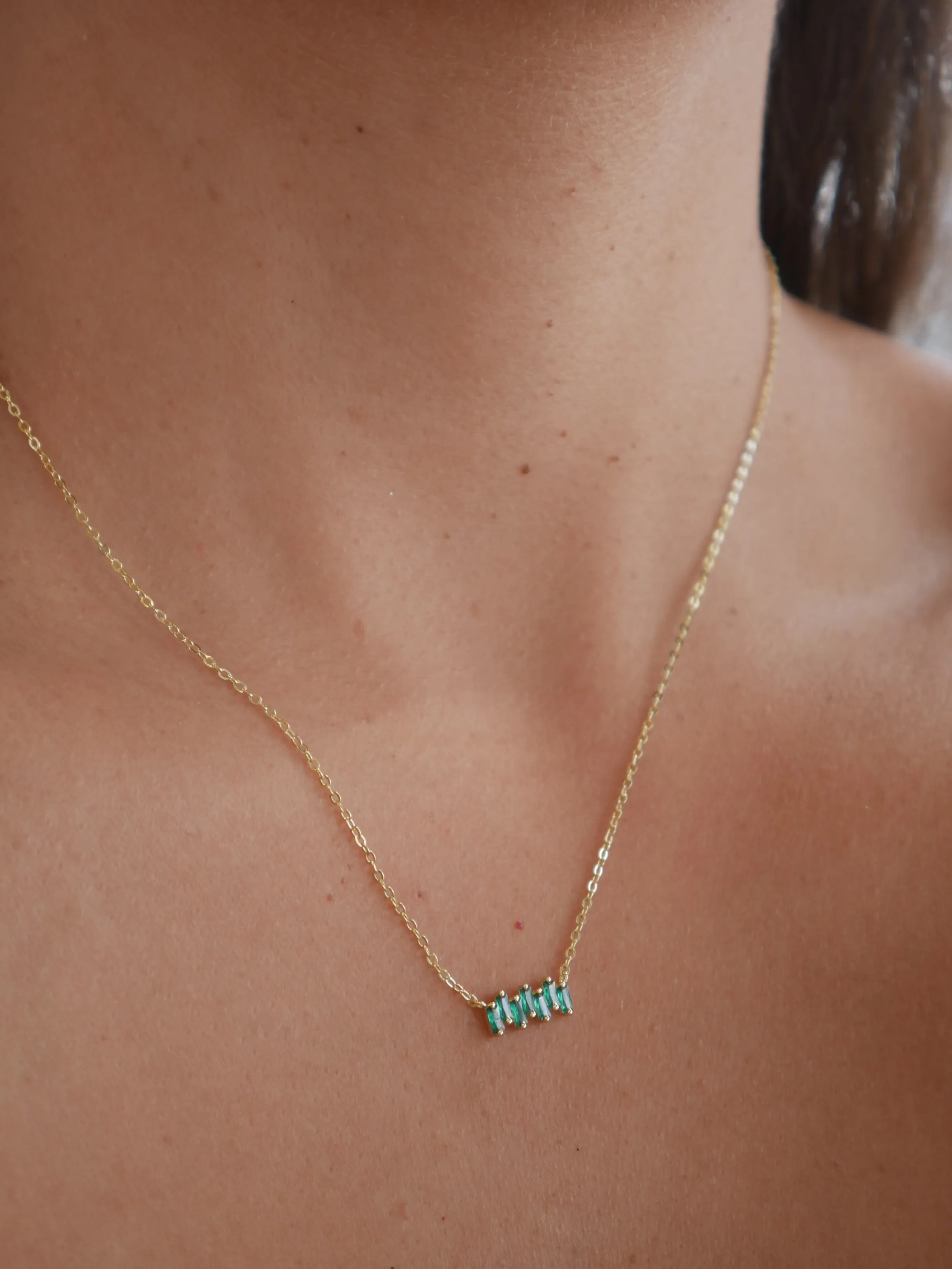 Irregular Baguette Necklace .925 Sterling Silver Zircon Luxury Dainty Necklaces