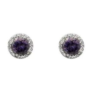 Isla Amethyst Round Halo CZ Stud Earrings - 10mm | 1.2ct