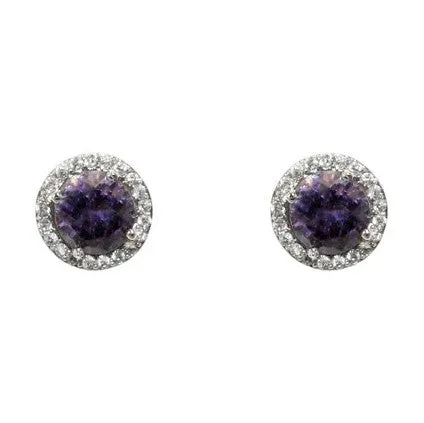 Isla Amethyst Round Halo CZ Stud Earrings - 10mm | 1.2ct