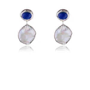 Jackie Baroque Pearl and Lapis Earrings, Sterling Silver