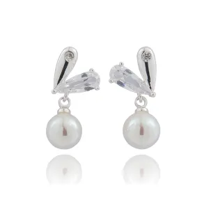 Joe Davies Pearl Plated 2 Halves Heart Earrings