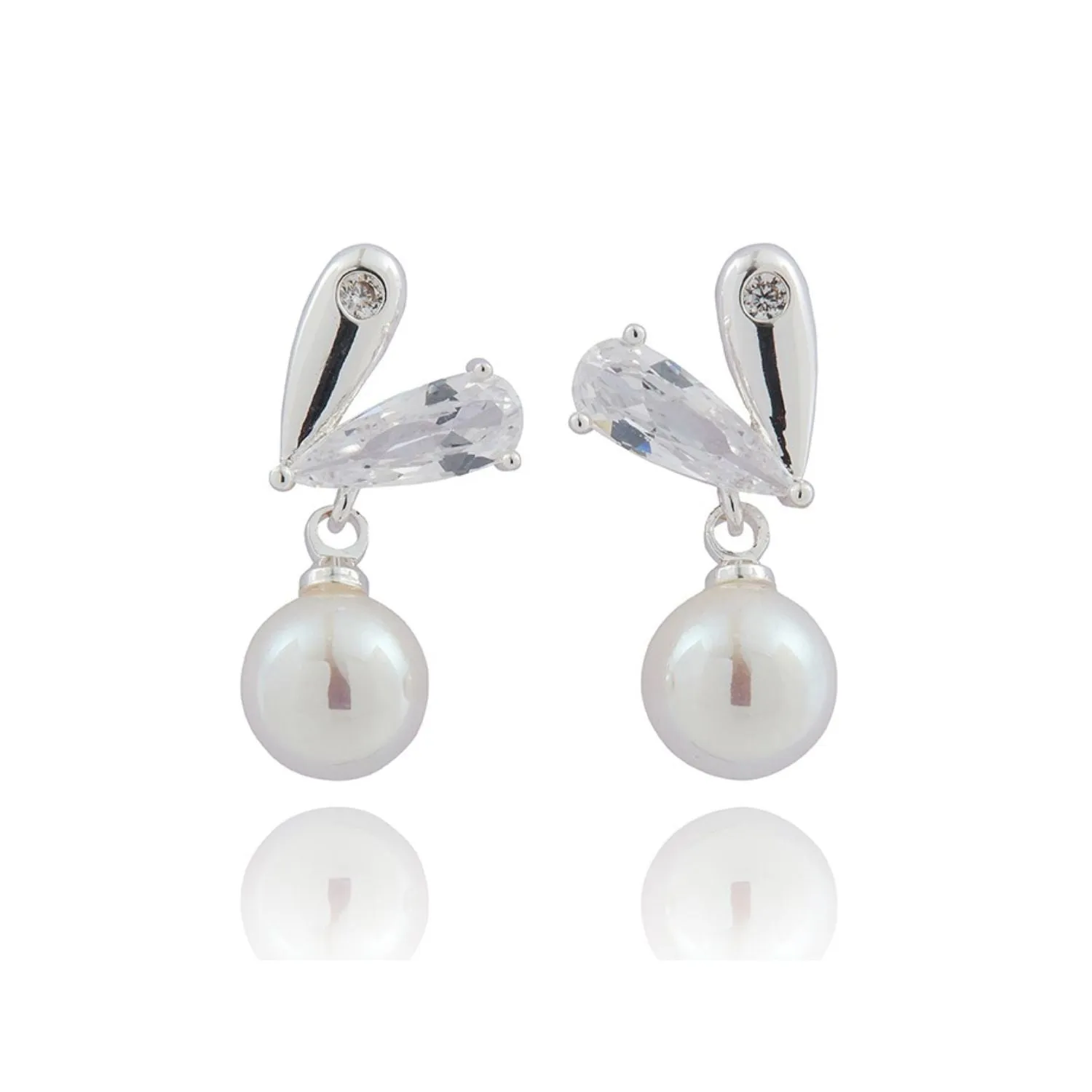 Joe Davies Pearl Plated 2 Halves Heart Earrings