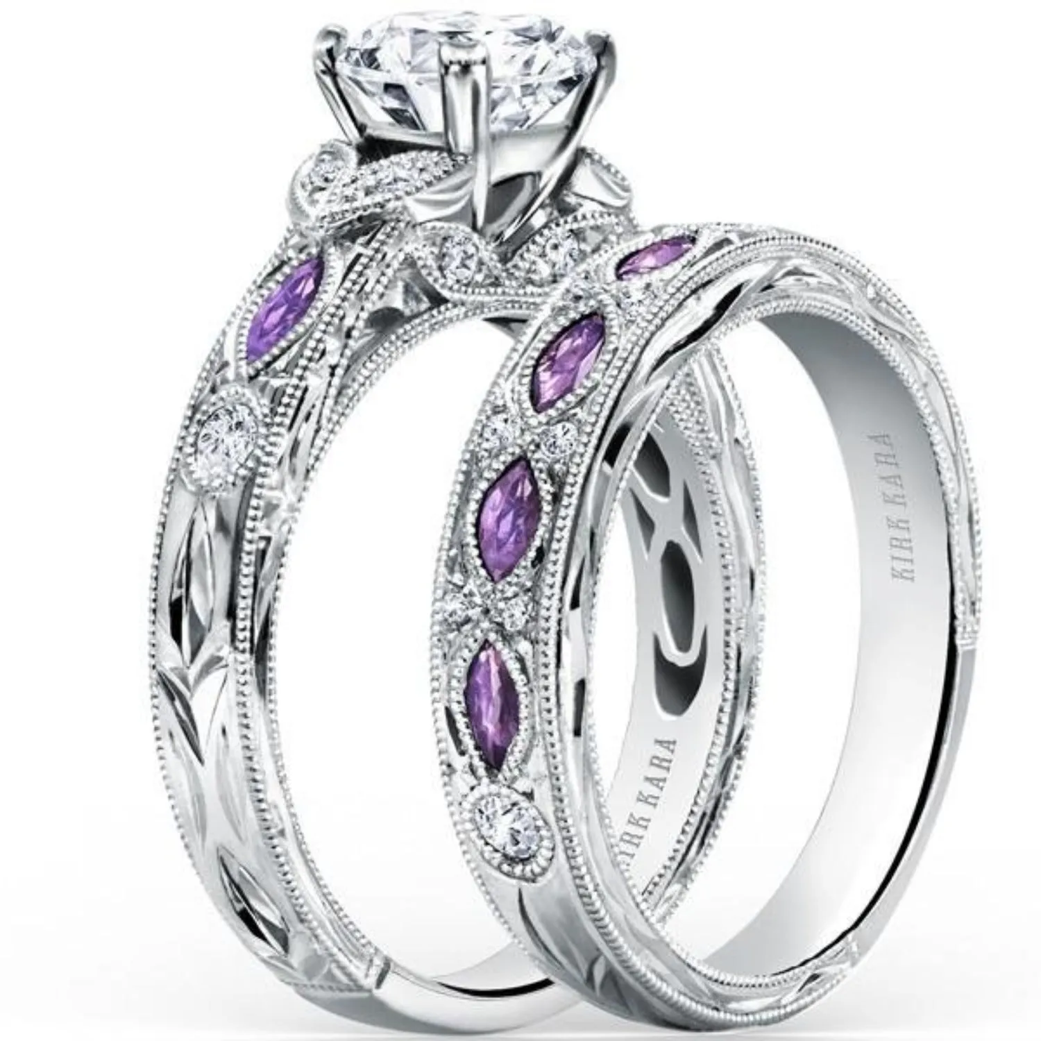 Kirk Kara "Dahlia" Marquise-Cut Vintage Amethyst Diamond Engagement Ring