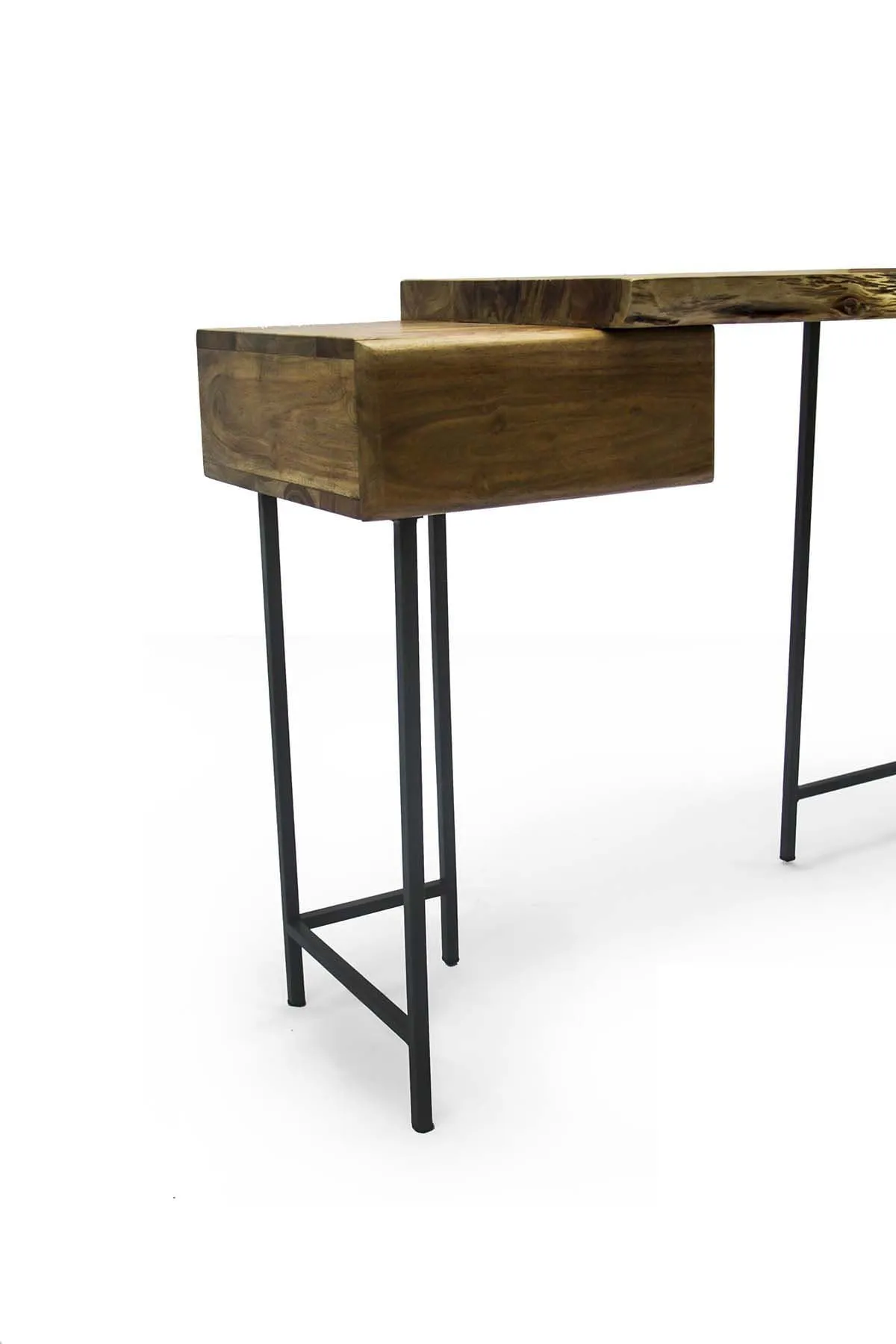 Koa Acacia Wood And Metal Console Table