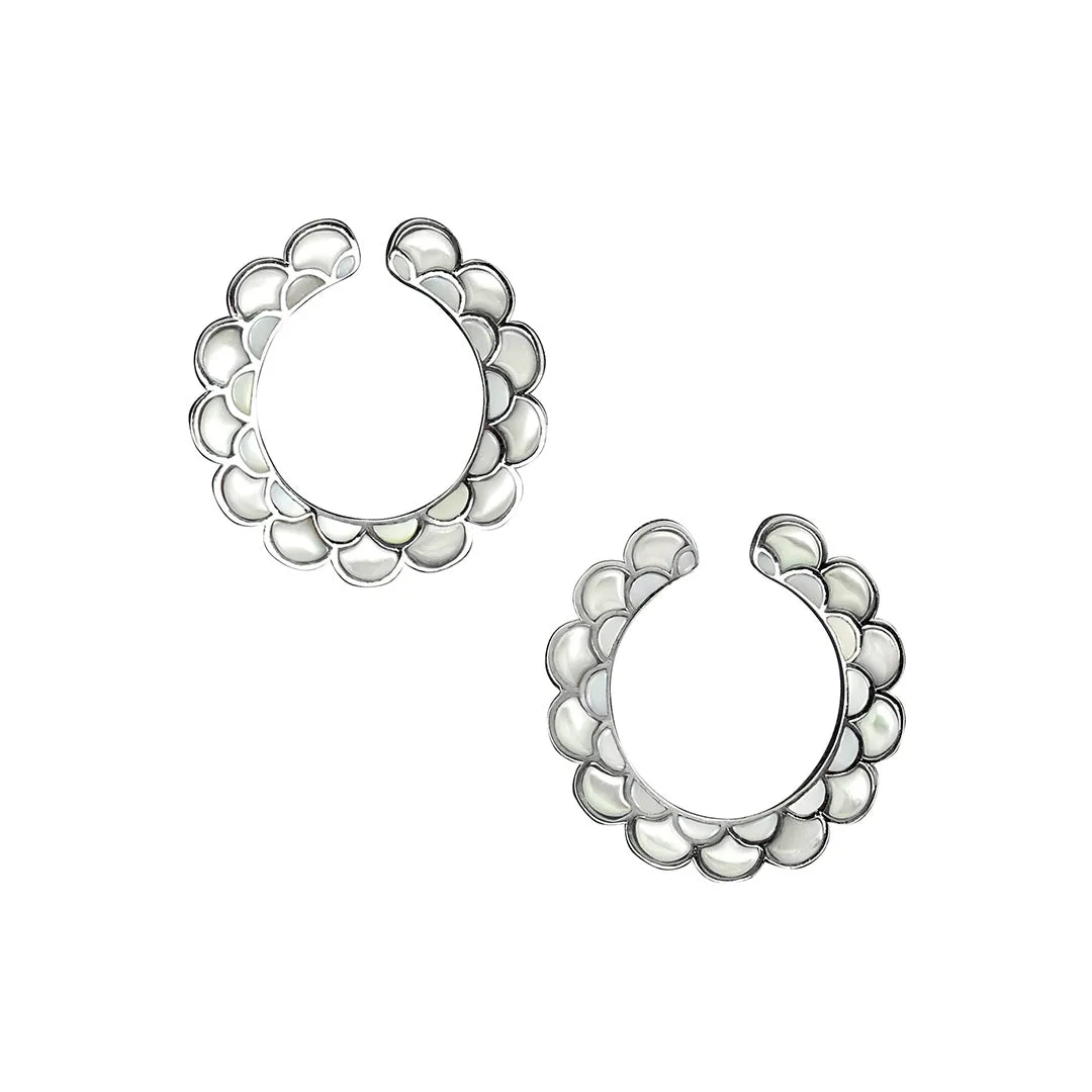 Koi Cascade Mother of Pearl Hoop Sterling Silver Earrings I Jan Leslie