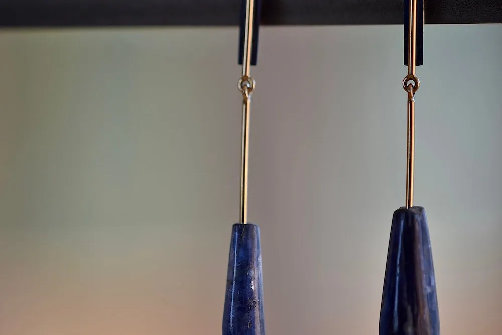 Kyanite and Lapis on Stick and Strand Earrings