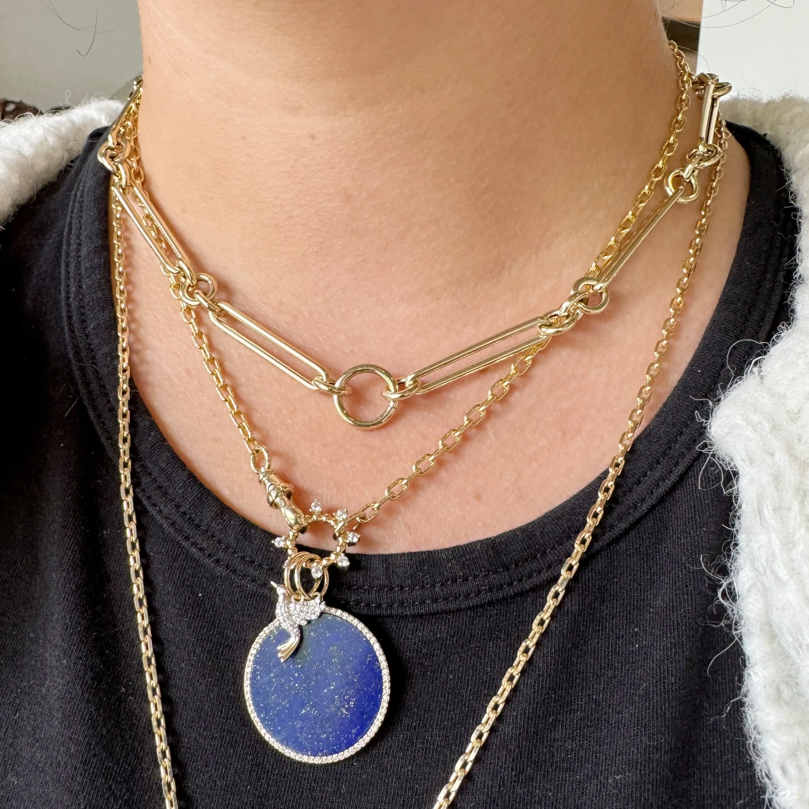 Lapis & Diamond Halo Pendant