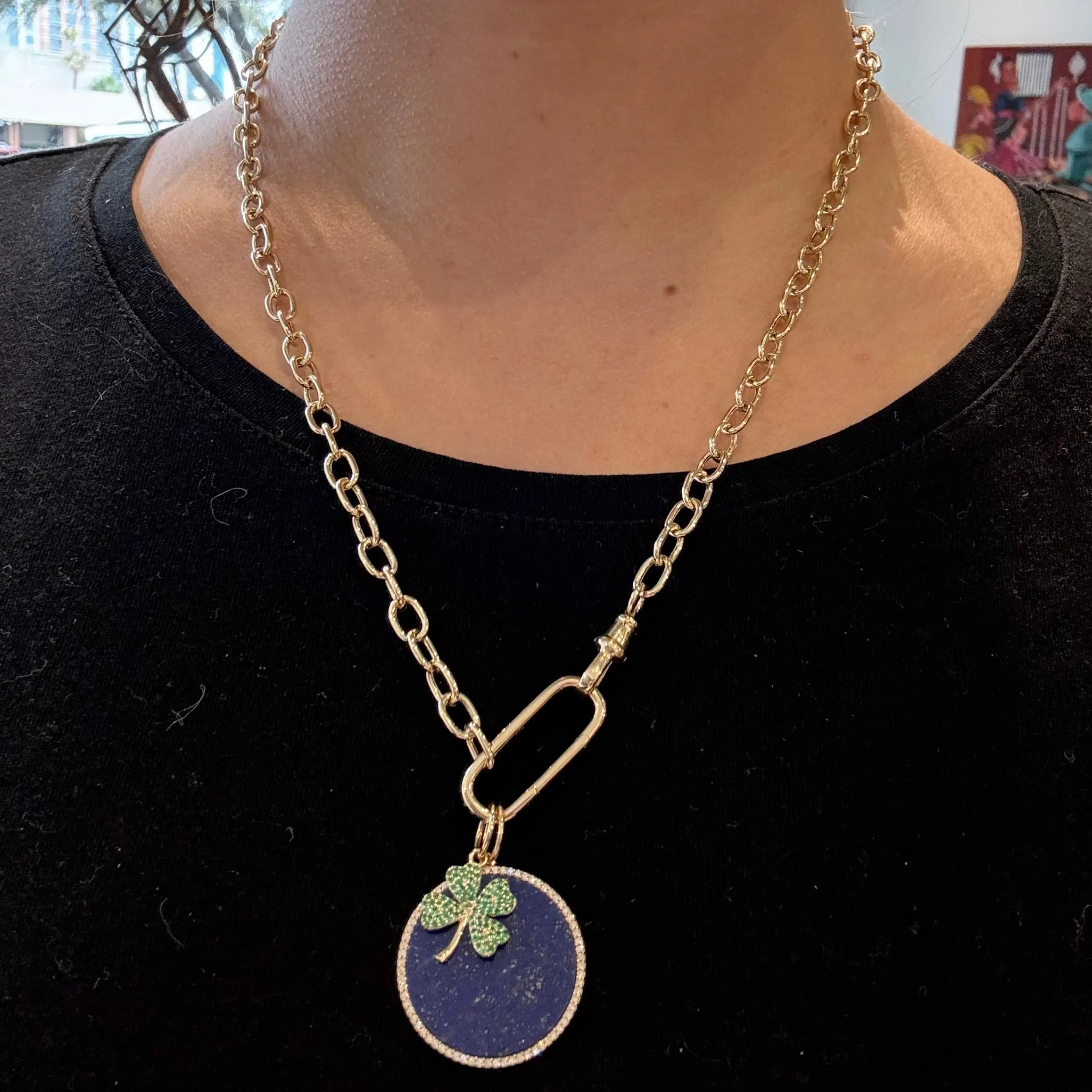 Lapis & Diamond Halo Pendant