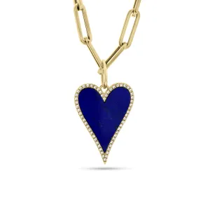 Lapis & Diamond Heart Pendant