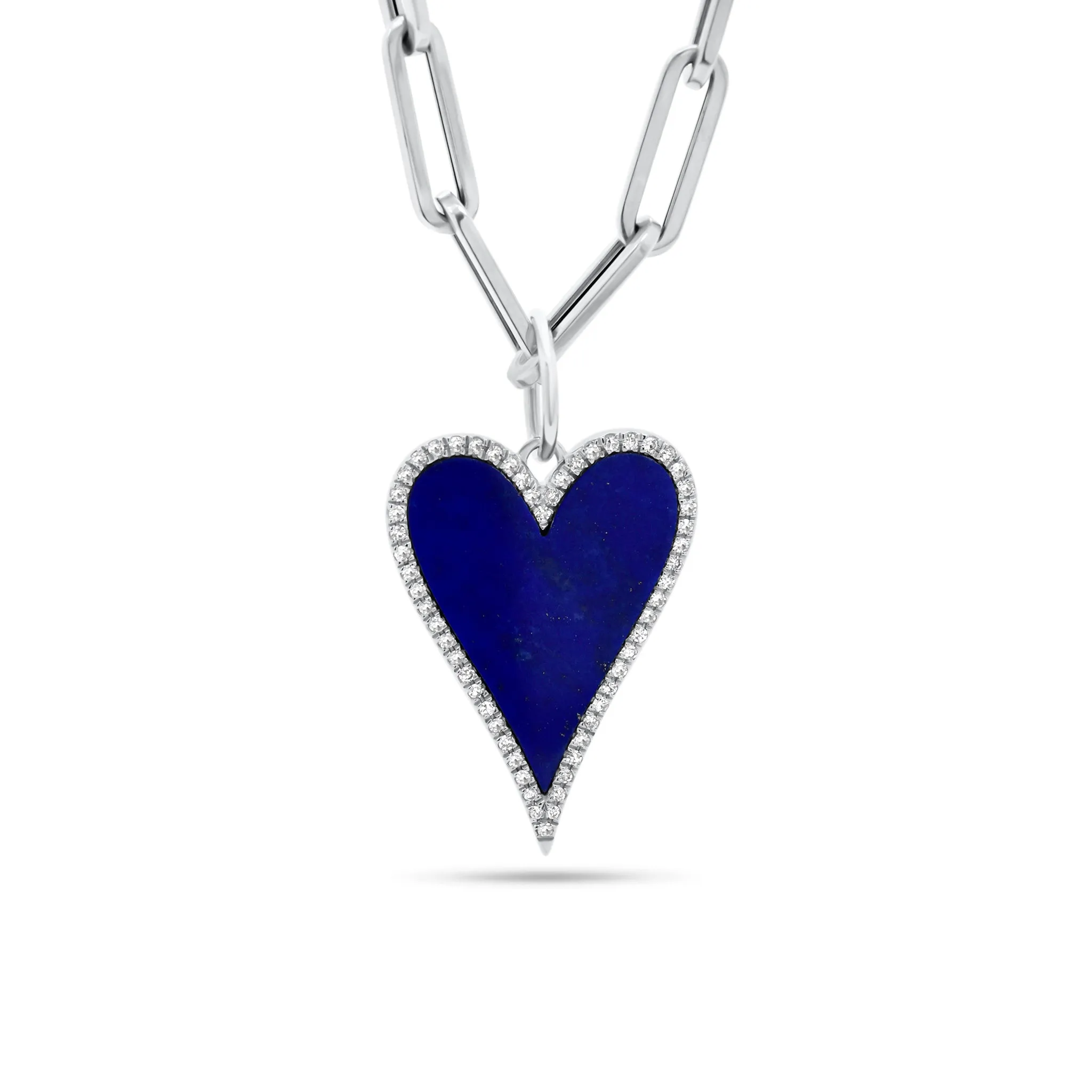 Lapis & Diamond Heart Pendant