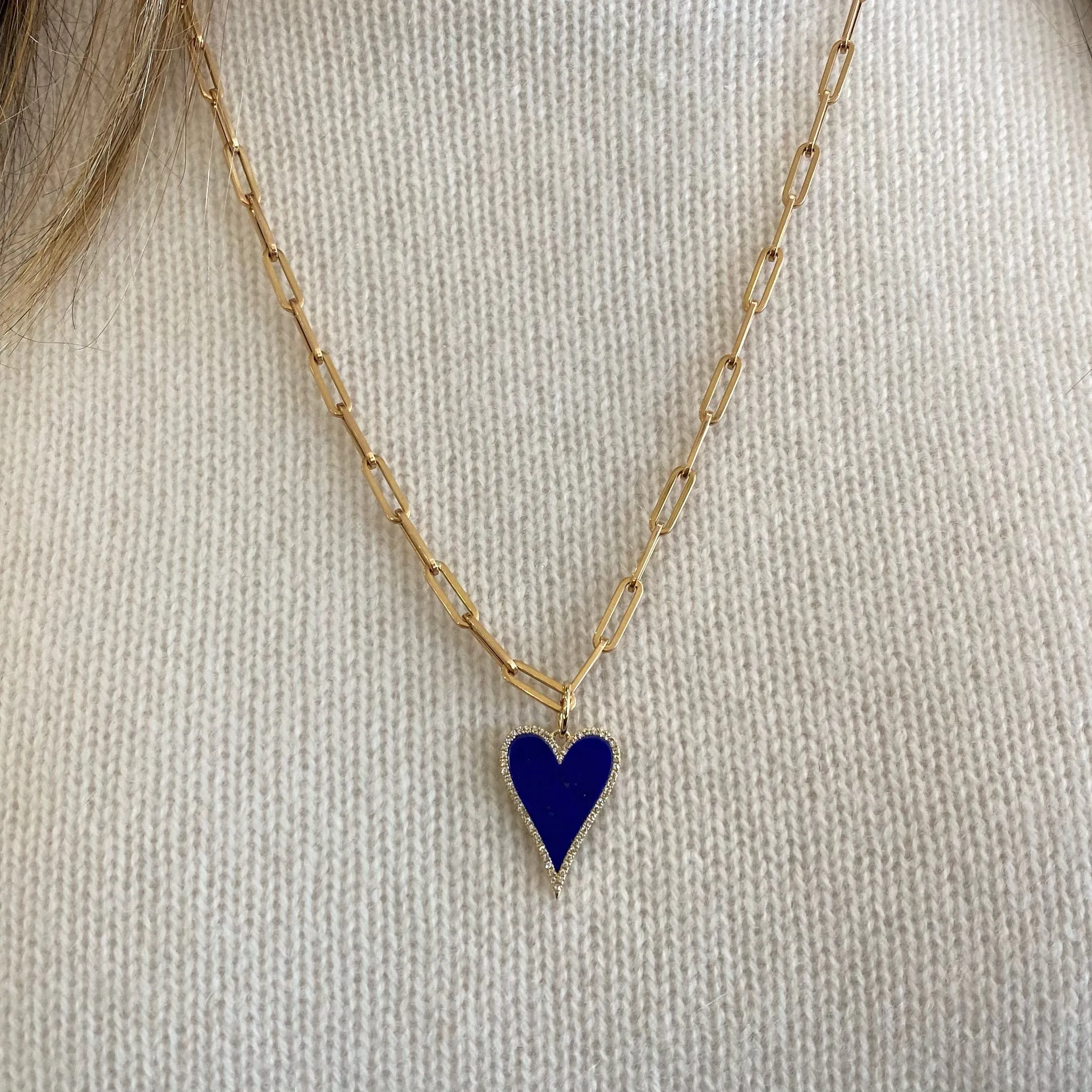 Lapis & Diamond Heart Pendant